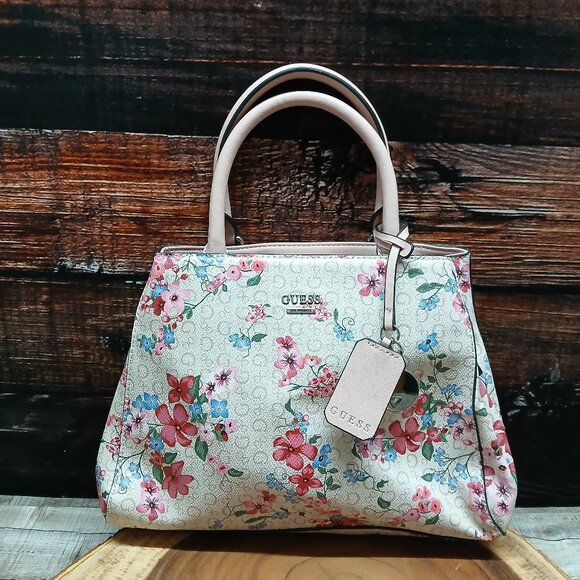 GUESS Bag Purse Handbag Satchel Floral Faux Leather NEW - Picture 1 of 14